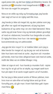 Nina * Many times SMS doesn't work pls write on WhatsApp * I accept Dkk/Euro/Revolut